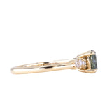 1.23ct Teal Green-Blue Montana Sapphire and Diamond Starry Night Low Profile Solitaire in 14k Yellow Gold