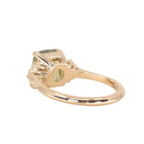 3.14ct Light Bright Green Untreated Radiant Cut Sapphire and Diamond Cluster Ring in 14k Yellow Gold