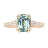 2.60ct Elongated Cushion Cut Untreated Madagascar Sapphire and Diamond Vintage Cathedral Double Prong Ring in 14k Yellow Gold