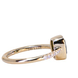 1.11ct Elongated Cushion Australian Parti Sapphire Low Profile Bezel Solitaire Ring with Pavé Set Diamonds in 14k Yellow Gold