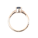 1.28ct Round Untreated Color Shifting Montana Sapphire and Princess Cut Diamond Rapids Low Profile Ring in 14k Yellow Gold