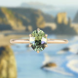 1.54ct Untreated Parti Green Madagascar Oval Sapphire Lotus Solitaire in 14k Yellow Gold