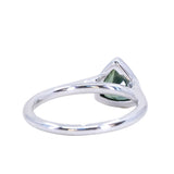 1.57ct Trillion Deep Teal Green Sapphire Contemporary Bezel Set Ring in 18k White Gold