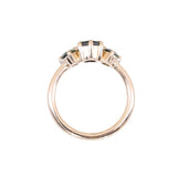 1.53ct Untreated Australian Oval Sapphire and Parti Oval Three Stone Low Profile Six Prong Ring in 14k Yellow Gold