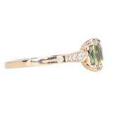 2.60ct Elongated Cushion Cut Untreated Madagascar Sapphire and Diamond Vintage Cathedral Double Prong Ring in 14k Yellow Gold