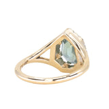 2.50ct Silky Shield Sapphire and Diamond Split Shank Low Profile Halo in 14k Yellow Gold