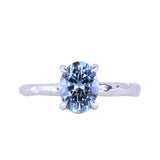 1.67ct Untreated Montana Sapphire Evergreen Carved 4 Prong Solitaire in Platinum