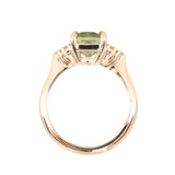3.14ct Light Bright Green Untreated Radiant Cut Sapphire and Diamond Cluster Ring in 14k Yellow Gold