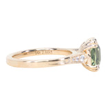 2.60ct Elongated Cushion Cut Untreated Madagascar Sapphire and Diamond Vintage Cathedral Double Prong Ring in 14k Yellow Gold