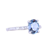 1.67ct Untreated Montana Sapphire Evergreen Carved 4 Prong Solitaire in Platinum