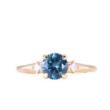 1.14ct Round Deep Blue Montana Sapphire and Princess Cut Diamond Rapids Low Profile Ring in 14k Yellow Gold