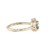1.01ct Round Green Montana Sapphire and Diamond Asymmetrical Cluster Ring in 14k Yellow Gold
