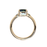 1.65ct Cushion Cut Untreated Madagascar Parti Sapphire and Light Blue Sapphire Low Profile East-West Ring in 14k Yellow Gold