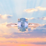1.60ct Oval Opalescent Sapphire Prong Set Alluvial Solitaire In 18k Rose Gold