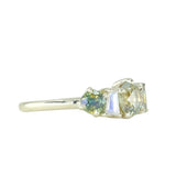 Sapphire and Moonstone Mosaic Ring in 14k Green Gold