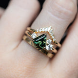 1.74ct Trillion Australian Parti Untreated Sapphire and Lab Diamond Mountainscape Ring in 14k Yellow Gold