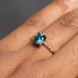 1.54ct Round Montana Sapphire Evergreen Carved Solitaire in 18k Yellow Gold