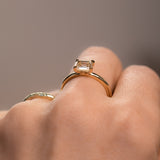 1.05ct Emerald Cut Champagne Diamond East-West 4 Prong Solitaire in 14k Yellow Gold