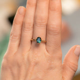 1.48ct Oval Blue Montana Sapphire Lotus Solitaire in 14k Yellow Gold