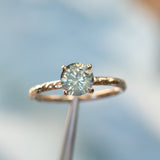 1.28ct Round Opalescent Sapphire Evergreen Carved Solitaire in 14k Yellow Gold