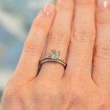 1.28ct Round Opalescent Sapphire Evergreen Carved Solitaire in 14k Yellow Gold