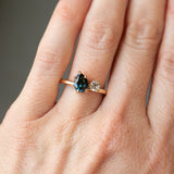 1.02ct Teal Pear Sapphire and Antique Diamond Toi Et Moi Ring in 18k Yellow Gold
