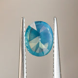 1.30CT OVAL GOMBE NIGERIAN SAPPHIRE, SILKY OPALESCENCE TEAL, 6.98X5.66X4.02MM, UNHEATED