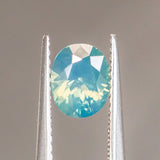 1.30CT OVAL GOMBE NIGERIAN SAPPHIRE, SILKY OPALESCENCE TEAL, 6.98X5.66X4.02MM, UNHEATED