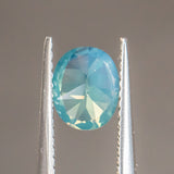 1.30CT OVAL GOMBE NIGERIAN SAPPHIRE, SILKY OPALESCENCE TEAL, 6.98X5.66X4.02MM, UNHEATED