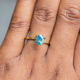 1.30CT OVAL GOMBE NIGERIAN SAPPHIRE, SILKY OPALESCENCE TEAL, 6.98X5.66X4.02MM, UNHEATED