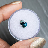 1.17CT NIGERIAN PEAR SAPPHIRE, DEEP GREEN TEAL, 7.9X5.8X3.8MM, UNTREATED