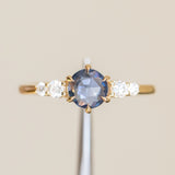 0.74ct Ceylon Blue Rosecut Sapphire and Diamond 6 Prongs Low Profile Ring in 14k Yellow Gold