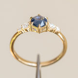 0.74ct Ceylon Blue Rosecut Sapphire and Diamond 6 Prongs Low Profile Ring in 14k Yellow Gold