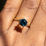 1.78CT ROUND GOMBE SAPPHIRE, DEEP BLUE TEAL, 7.10X4.86MM
