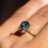 1.78CT ROUND GOMBE SAPPHIRE, DEEP BLUE TEAL, 7.10X4.86MM