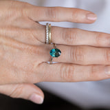 3.59CT OVAL MADAGASCAR SAPPHIRE, DEEP TEAL WITH GREEN, 9X7X4.9MM