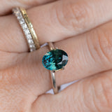 3.59CT OVAL MADAGASCAR SAPPHIRE, DEEP TEAL WITH GREEN, 9X7X4.9MM