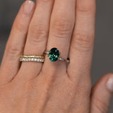 3.59CT OVAL MADAGASCAR SAPPHIRE, DEEP TEAL WITH GREEN, 9X7X4.9MM