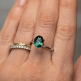 3.59CT OVAL MADAGASCAR SAPPHIRE, DEEP TEAL WITH GREEN, 9X7X4.9MM