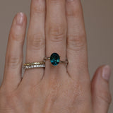 3.59CT OVAL MADAGASCAR SAPPHIRE, DEEP TEAL WITH GREEN, 9X7X4.9MM