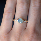 0.98ct Bicolor White Blue Sapphire and Diamond ring in 14k Yellow Gold