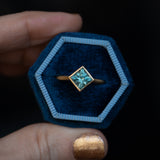 2.17ct Princess Cut Teal Montana Sapphire Contemporary Bezel Set Ring in 18k Yellow Gold