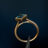 2.17ct Princess Cut Teal Montana Sapphire Contemporary Bezel Set Ring in 18k Yellow Gold