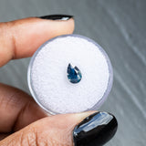 0.84CT PEAR AFRICAN SAPPHIRE, DEEP OCEAN BLUE TEAL, 7.5X4.97MM