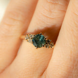0.87ct Round Blue Montana Sapphire and Diamond Cluster Ring in 18k Yellow Gold