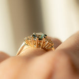 0.87ct Round Blue Montana Sapphire and Diamond Cluster Ring in 18k Yellow Gold