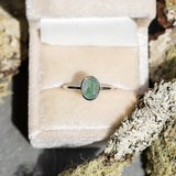 Oval Moss Agate Bezel Rings in 14K Yellow & White Gold