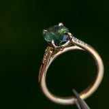 3.06ct Oval Madagascar Sapphire and Diamond Vintage Cathedral Four Prong Ring in 14k Yellow Gold