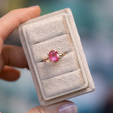 1.75ct Mozambique Pink Oval Sapphire Lotus Solitaire in 14k Yellow Gold