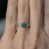 0.87ct Round Blue Montana Sapphire and Diamond Cluster Ring in 18k Yellow Gold